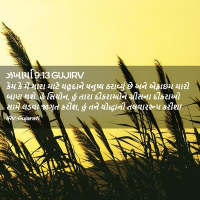 Picture 02 - ઝખાર્યા 9:13 GUJIRV - કેમ કે મેં મારા - Bible Verse Picture