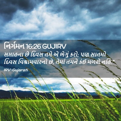 Picture 02 - નિર્ગમન 16:26 GUJIRV - સપ્તાહના છે દિવસ - Bible Verse Picture
