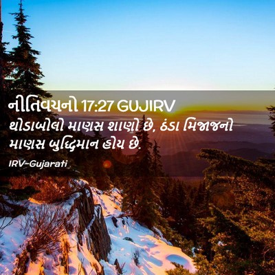 Picture 02 - નીતિવચનો 17:27 GUJIRV - થોડાબોલો માણસ - Bible Verse Picture