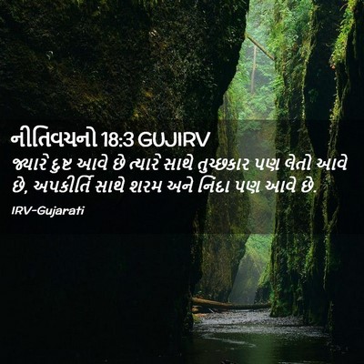 Picture 02 - નીતિવચનો 18:3 GUJIRV - જ્યારે દુષ્ટ આવે - Bible Verse Picture