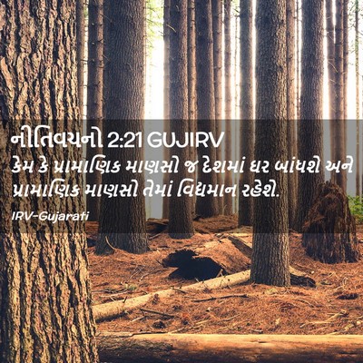 Picture 02 - નીતિવચનો 2:21 GUJIRV - કેમ કે પ્રામાણિક - Bible Verse Picture