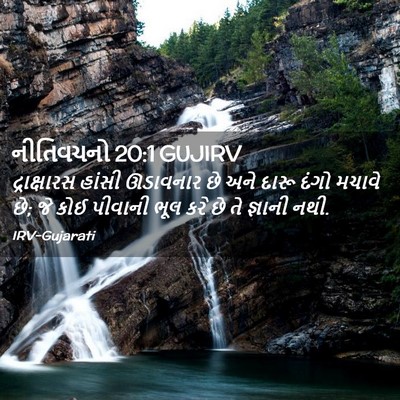 Picture 02 - નીતિવચનો 20:1 GUJIRV - દ્રાક્ષારસ હાંસી - Bible Verse Picture