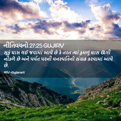 Picture 02 - નીતિવચનો 27:25 GUJIRV - સૂકું ઘાસ લઈ - Bible Verse Picture