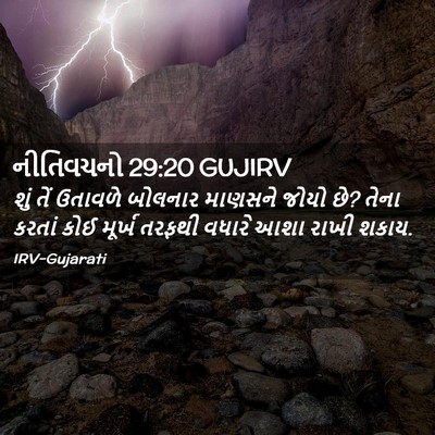 Picture 02 - નીતિવચનો 29:20 GUJIRV - શું તેં ઉતાવળે - Bible Verse Picture