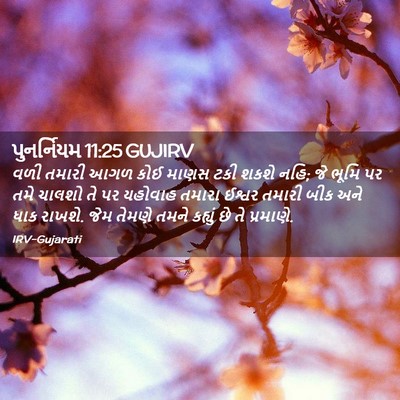 Picture 02 - પુનર્નિયમ 11:25 GUJIRV - વળી તમારી આગળ કોઈ - Bible Verse Picture