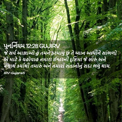Picture 02 - પુનર્નિયમ 12:28 GUJIRV - જે સર્વ આજ્ઞાઓ હું - Bible Verse Picture