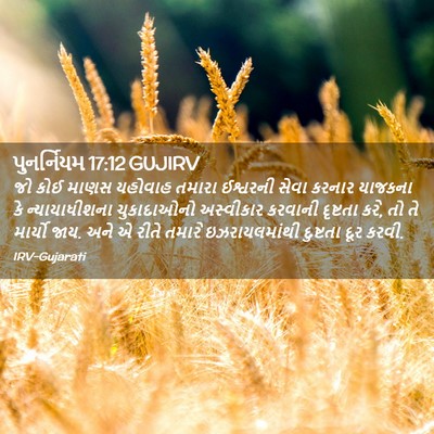Picture 02 - પુનર્નિયમ 17:12 GUJIRV - જો કોઈ માણસ યહોવાહ - Bible Verse Picture