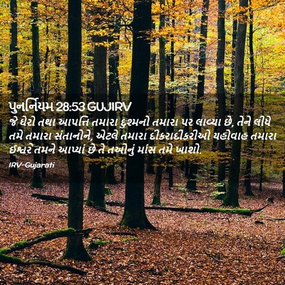 Picture 02 - પુનર્નિયમ 28:53 GUJIRV - જે ઘેરો તથા આપત્તિ - Bible Verse Picture
