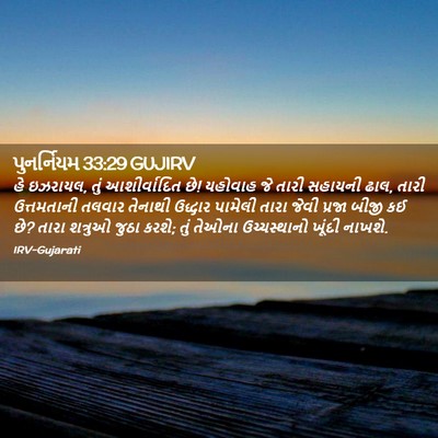 Picture 02 - પુનર્નિયમ 33:29 GUJIRV - હે ઇઝરાયલ, તું - Bible Verse Picture