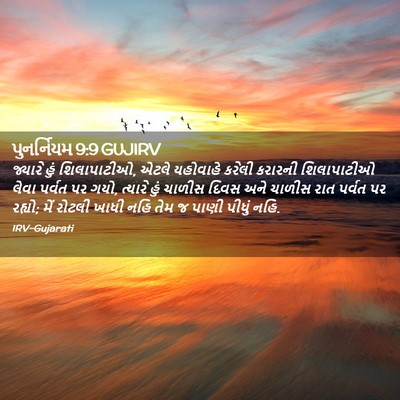 Picture 02 - પુનર્નિયમ 9:9 GUJIRV - જ્યારે હું - Bible Verse Picture