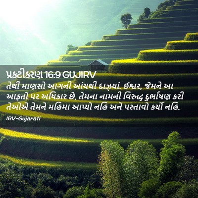 Picture 02 - પ્રકટીકરણ 16:9 GUJIRV - તેથી માણસો આગની - Bible Verse Picture