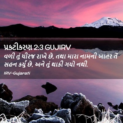 Picture 02 - પ્રકટીકરણ 2:3 GUJIRV - વળી તું ધીરજ રાખે - Bible Verse Picture