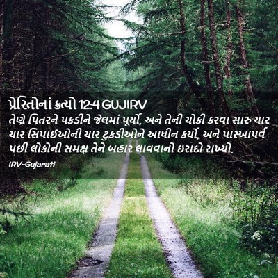 Picture 02 - પ્રેરિતોનાં ક્રત્યો 12:4 GUJIRV - તેણે પિતરને - Bible Verse Picture