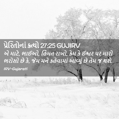 Picture 02 - પ્રેરિતોનાં ક્રત્યો 27:25 GUJIRV - એ માટે, ભાઈઓ, હિંમત - Bible Verse Picture