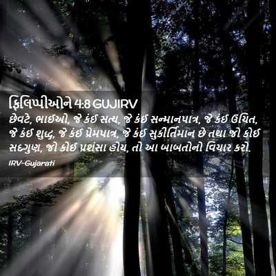 Picture 02 - ફિલિપ્પીઓને 4:8 GUJIRV - છેવટે, ભાઈઓ, જે કંઈ - Bible Verse Picture