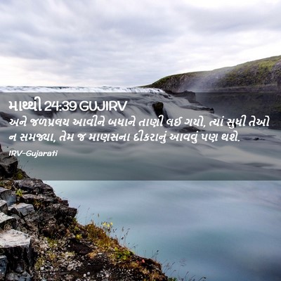 Picture 02 - માથ્થી 24:39 GUJIRV - અને જળપ્રલય આવીને - Bible Verse Picture
