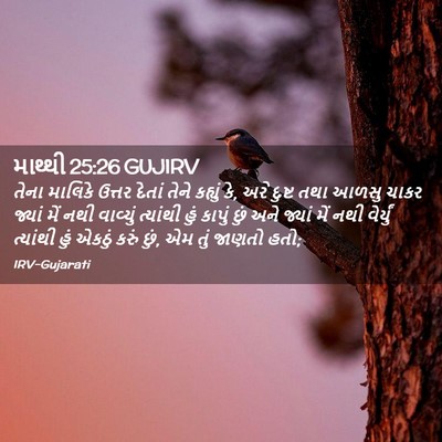 Picture 02 - માથ્થી 25:26 GUJIRV - તેના માલિકે ઉત્તર - Bible Verse Picture