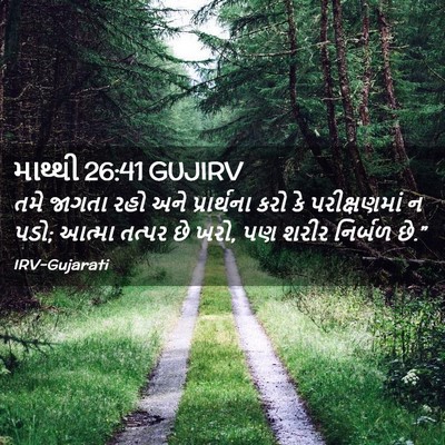 Picture 02 - માથ્થી 26:41 GUJIRV - તમે જાગતા રહો અને - Bible Verse Picture