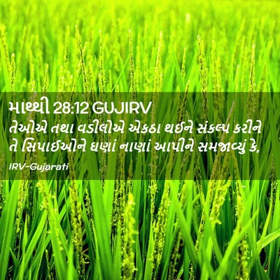 Picture 02 - માથ્થી 28:12 GUJIRV - તેઓએ તથા વડીલોએ - Bible Verse Picture