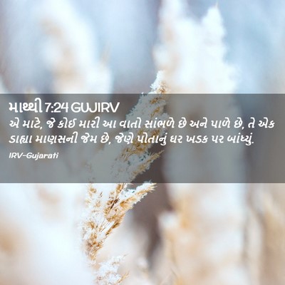 Picture 02 - માથ્થી 7:24 GUJIRV - એ માટે, જે કોઈ મારી - Bible Verse Picture