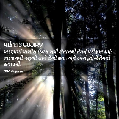 Picture 02 - માર્ક 1:13 GUJIRV - અરણ્યમાં ચાળીસ - Bible Verse Picture