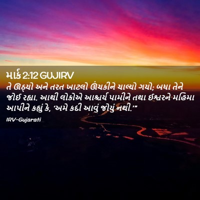Picture 02 - માર્ક 2:12 GUJIRV - તે ઊઠ્યો અને તરત - Bible Verse Picture
