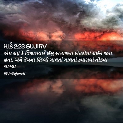Picture 02 - માર્ક 2:23 GUJIRV - એમ થયું કે - Bible Verse Picture