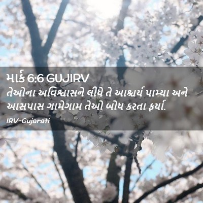 Picture 02 - માર્ક 6:6 GUJIRV - તેઓના અવિશ્વાસને - Bible Verse Picture