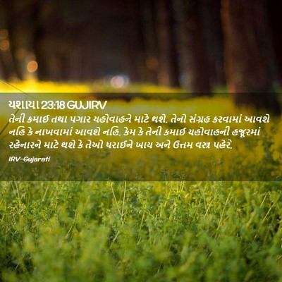 Picture 02 - યશાયા 23:18 GUJIRV - તેની કમાઈ તથા પગાર - Bible Verse Picture
