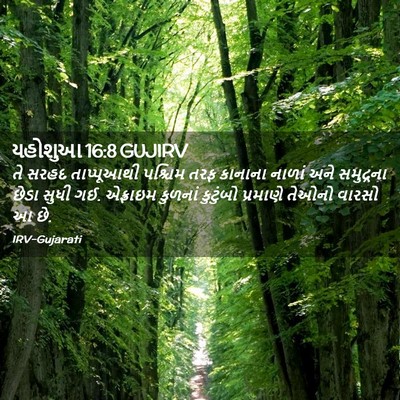 Picture 02 - યહોશુઆ 16:8 GUJIRV - તે સરહદ તાપ્પૂઆથી - Bible Verse Picture