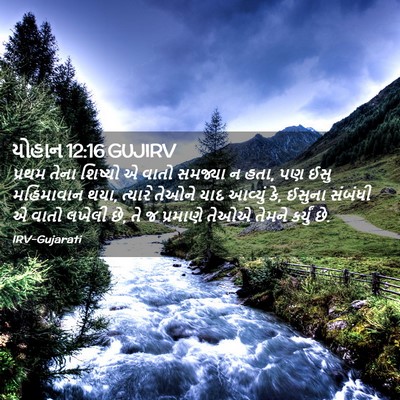 Picture 02 - યોહાન 12:16 GUJIRV - પ્રથમ તેના શિષ્યો - Bible Verse Picture