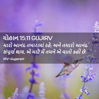 Picture 02 - યોહાન 15:11 GUJIRV - મારો આનંદ - Bible Verse Picture