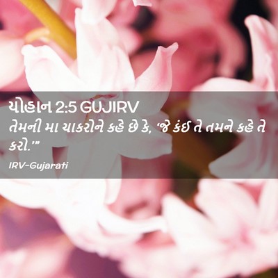 Picture 02 - યોહાન 2:5 GUJIRV - તેમની મા ચાકરોને - Bible Verse Picture