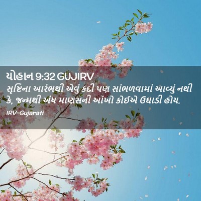 Picture 02 - યોહાન 9:32 GUJIRV - સૃષ્ટિના આરંભથી - Bible Verse Picture
