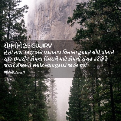 Picture 02 - રોમનોને 2:5 GUJIRV - તું તો તારા કઠણ અને - Bible Verse Picture