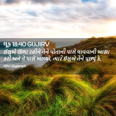 Picture 02 - લૂક 18:40 GUJIRV - ઈસુએ ઊભા રહીને - Bible Verse Picture