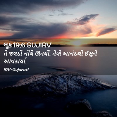 Picture 02 - લૂક 19:6 GUJIRV - તે જલદી નીચે - Bible Verse Picture