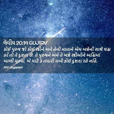 Picture 02 - લેવીય 20:14 GUJIRV - કોઈ પુરુષ જો કોઈ - Bible Verse Picture