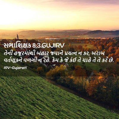 Picture 02 - સભાશિક્ષક 8:3 GUJIRV - તેની હજૂરમાંથી - Bible Verse Picture