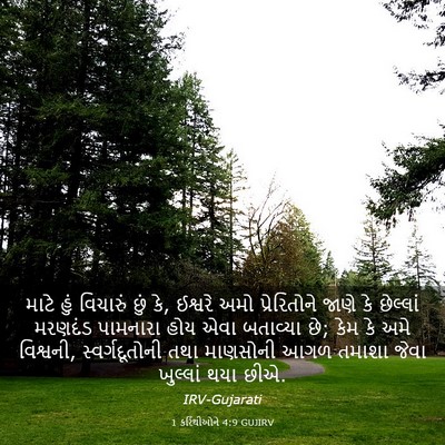 Picture 03 - 1 કરિંથીઓને 4:9 GUJIRV - માટે હું વિચારું - Bible Verse Picture