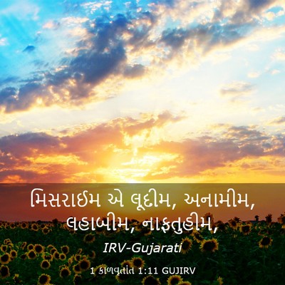 Picture 03 - 1 કાળવૃતાંત 1:11 GUJIRV - મિસરાઈમ એ લૂદીમ, - Bible Verse Picture