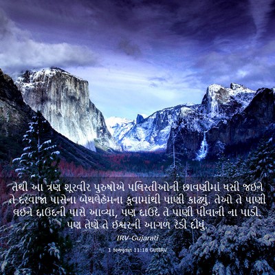 Picture 03 - 1 કાળવૃતાંત 11:18 GUJIRV - તેથી આ ત્રણ શૂરવીર - Bible Verse Picture