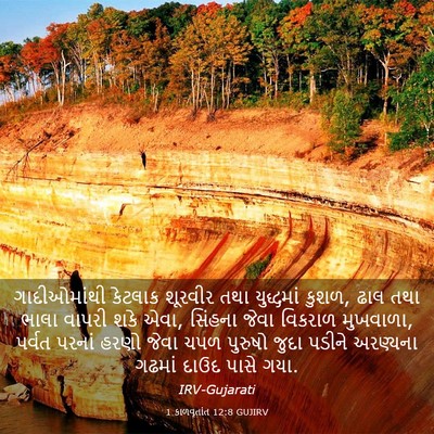 Picture 03 - 1 કાળવૃતાંત 12:8 GUJIRV - ગાદીઓમાંથી કેટલાક - Bible Verse Picture