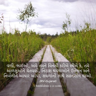 Picture 03 - 1 થેસ્સલોનિકીઓને 5:14 GUJIRV - વળી, ભાઈઓ, અમે તમને - Bible Verse Picture