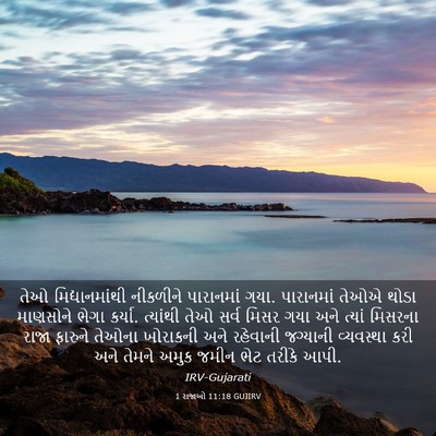 Picture 03 - 1 રાજાઓ 11:18 GUJIRV - તેઓ મિદ્યાનમાંથી - Bible Verse Picture