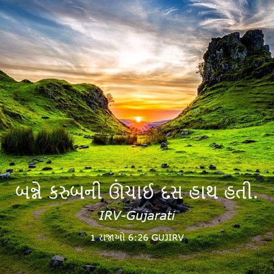 Picture 03 - 1 રાજાઓ 6:26 GUJIRV - બન્ને કરુબની - Bible Verse Picture