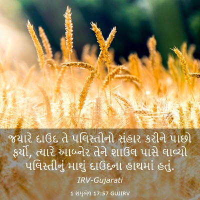 Picture 03 - 1 શમુએલ 17:57 GUJIRV - જયારે દાઉદ તે - Bible Verse Picture