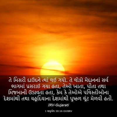 Picture 03 - 1 શમુએલ 30:16 GUJIRV - તે મિસરી દાઉદને - Bible Verse Picture