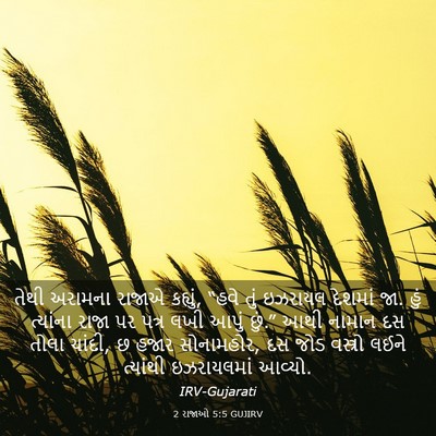 Picture 03 - 2 રાજાઓ 5:5 GUJIRV - તેથી અરામના રાજાએ - Bible Verse Picture