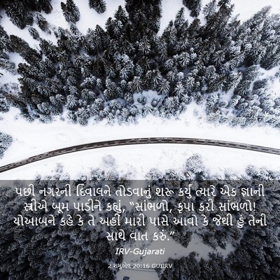 Picture 03 - 2 શમુએલ 20:16 GUJIRV - પછી નગરની દિવાલને - Bible Verse Picture